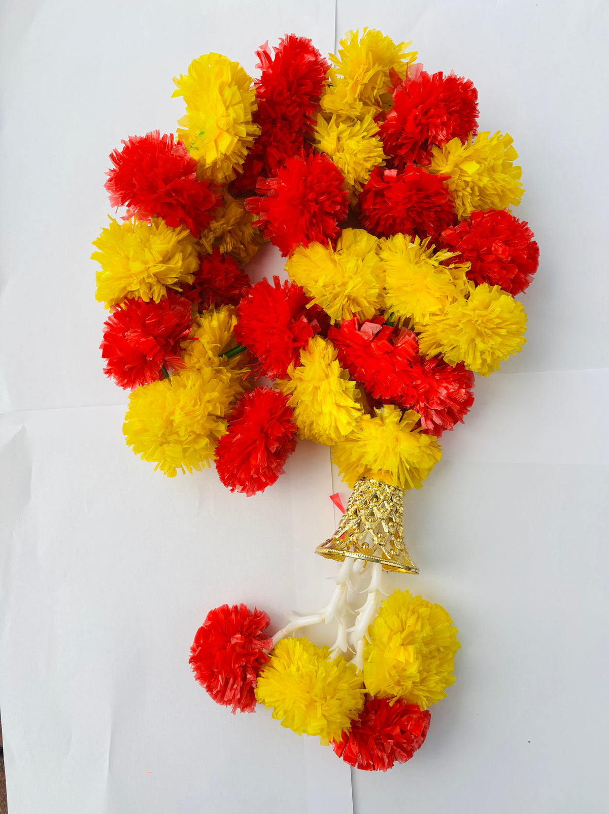 Yellow Pink With Bell Marigold Garland (135cm)