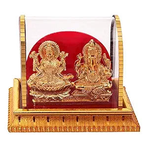 Golden Lord Ganesh & Maa Lakshmi Acrylic Ido